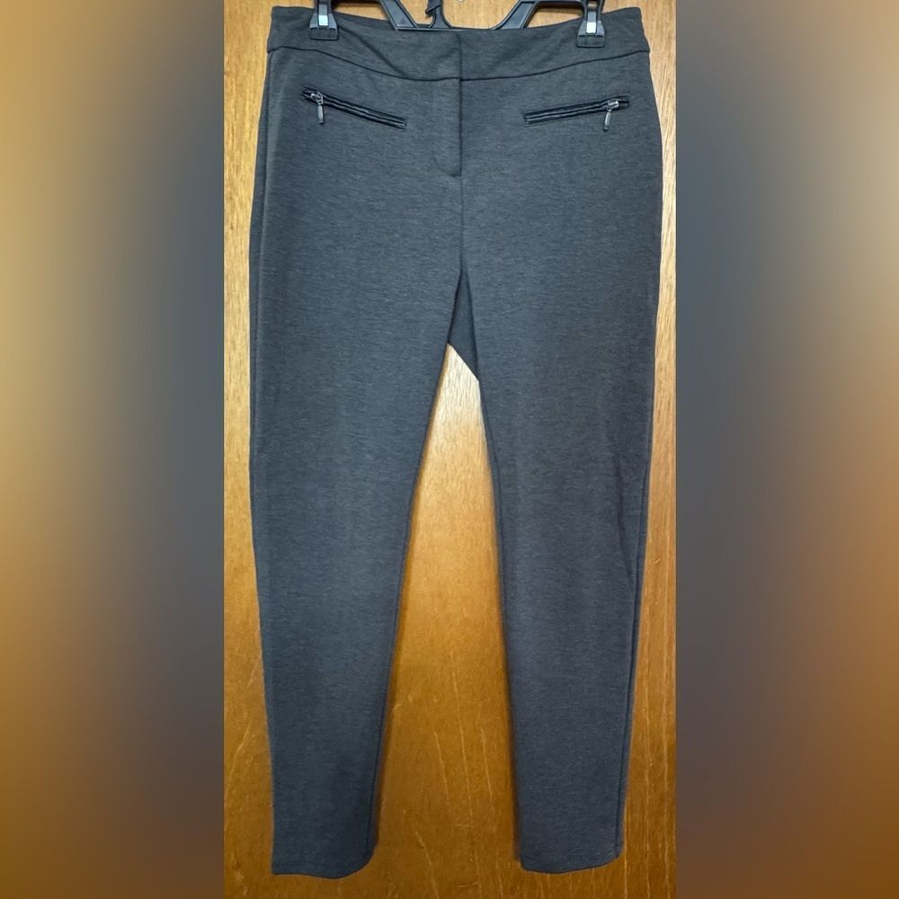 Apt. 9 Pants Modern Fit Mid Rise Womens Gray Polyester Blend Stretch Tapered
